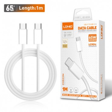 كابل لدنيو تايب سى تايب سى 65 وات طول 1 متر شحن سريع موديل  lc901c