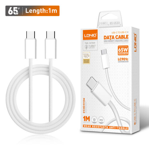 كابل لدنيو تايب سى تايب سى 65 وات طول 1 متر شحن سريع موديل  lc901c