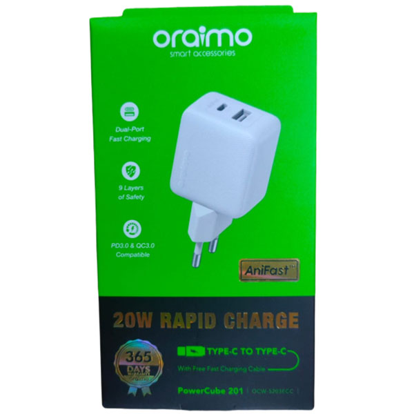 شاحن اورايمو تايب سي الى تايب سي 20 واط موديل ocw e5203ecc شاحن اورايمو تايب سي الى تايب سي 20 واط موديل ocw e5203ecc