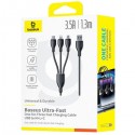  كابل شحن وبيانات بيسوس 3×1 USB بطول 0.8 متر شحن سريع موديل PB5886Z