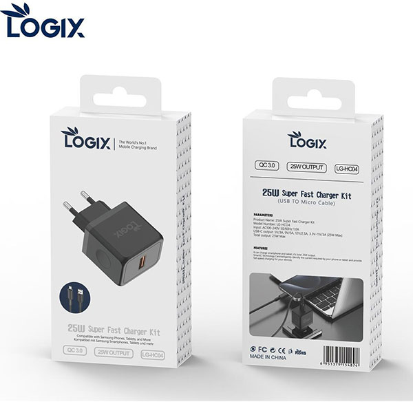 شاحن منزل لوجيكس مايكرو شحن فائق السرعة 25 واط HC04