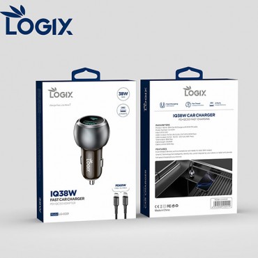  شاحن سيارة لوجيكس USB تايب سي تايب سي شحن سريع PD IQ فاست 38 واط CC01