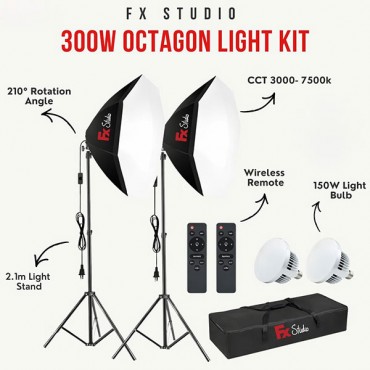  طقم إضاءة إف إكس ستوديو هيد 150 وات مع أوكتا بوكس 65 سم – FX Studio OC65