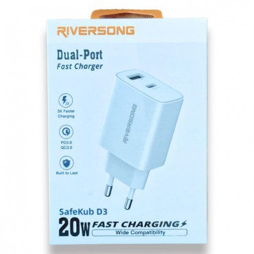 شاحن ريفرسونج بمنفذ تايب سى ومنفذ يو اس بى  شحن سريع 20 PD واطsafe KubD3 – موديل AD26