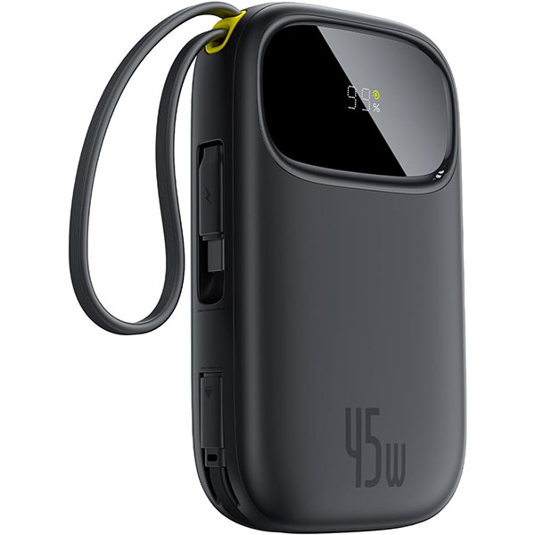  باور بنك باسيوس كيو باور 3 شحن سريع 45 وات 10000 مللي أمبير بمنفذين USB-C مدمجين – موديل PB6458Z