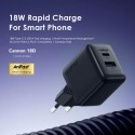 شاحن منزلي أورايمو كانون 18D موديل OCW-5183E + M53 بقدرة 18 وات بمنفذين USB مع كابل مايكرو USB أسود