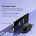 شاحن منزلي أورايمو كانون 18D موديل OCW-5183E + M53 بقدرة 18 وات بمنفذين USB مع كابل مايكرو USB أسود