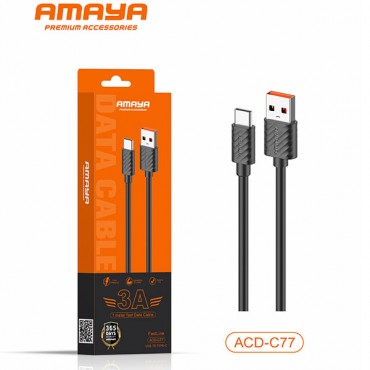 كابل أمايا USB إلى USB Type-C للشحن السريع بطول 1 متر موديل ACD-C77 كابل أمايا USB إلى USB Type-C للشحن السريع بطول 1 متر موديل ACD-C77