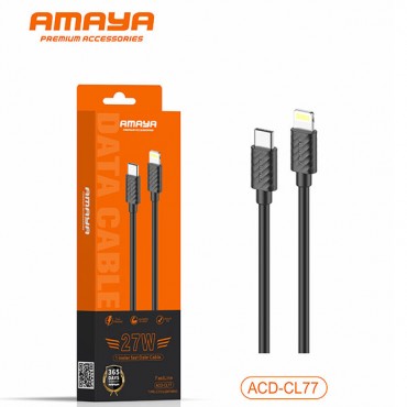 كابل أمايا USB Type-C إلى لايتنينج للشحن السريع بطول 1 متر بقدرة 27 وات موديل ACD-CL77 كابل أمايا USB Type-C إلى لايتنينج للشحن السريع بطول 1 متر بقدرة 27 وات موديل ACD-CL77