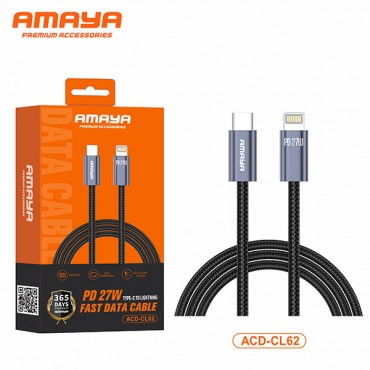 كابل أمايا USB Type-C إلى لايتنينج للشحن السريع PD بطول 2 متر بقدرة 27 وات موديل ACD-CL62 كابل أمايا USB Type-C إلى لايتنينج للشحن السريع PD بطول 2 متر بقدرة 27 وات موديل ACD-CL62