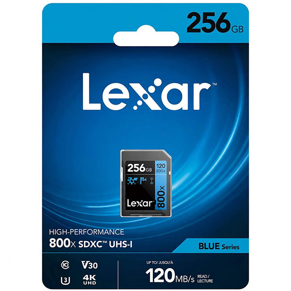 كارت ميموري ليكسار 800X برو 256 جيجابايت اس دي (150) V30 - للكاميرات الاحترافية