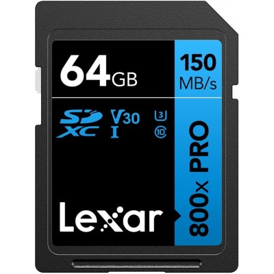 ميموري كارد lexar 800x pro sd v30 150mbs 64 جيجا 