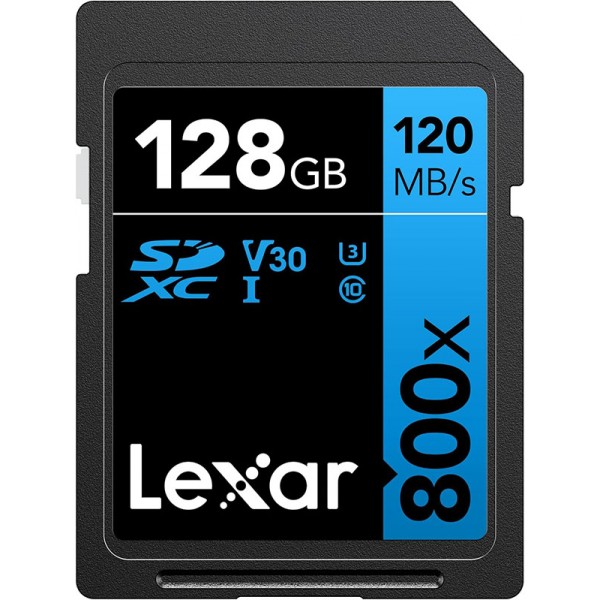  كارت ميموري lexar 800x sd v30 سعة 128 جيجا 120 ميجابايت ث)