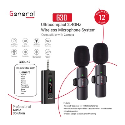 ميكروفون لاسلكي g30 k2 للكاميرا