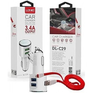شاحن سيارة لدنيو 2 منافذ usb بقدرة 17 واط شحن سريع موديل dl-c29 شاحن سيارة لدنيو 2 م...