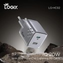 شاحن لوجيكس تايب C ايفون IQ فاست 20 وات GaN موديل HC02