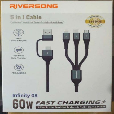 كابل شحن ريفرسونج  5x1 طول 1 متر شحن سريع موديل  c60