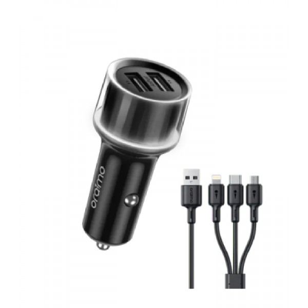 شاحن سيارة أورايمو  موديل occ‑1152d  مزدوج usb + كابل 3 في 1  15.5 واط