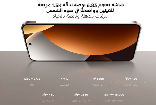  شاشة AMOLED لهاتف Xiaomi Redmi Note 15 Pro 5G بدقة 1.5K